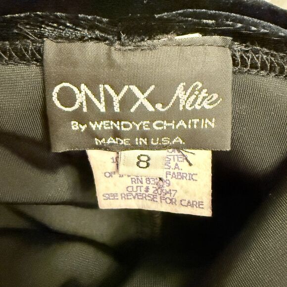 Vintage Deadstock 90s Onyx Nite Windye Chaitin Velvet Evening Cocktail Dress 8 - Picture 3 of 6